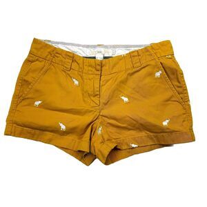 J Crew Weathered Women's Chino Shorts City Fit Elephants Embroidered